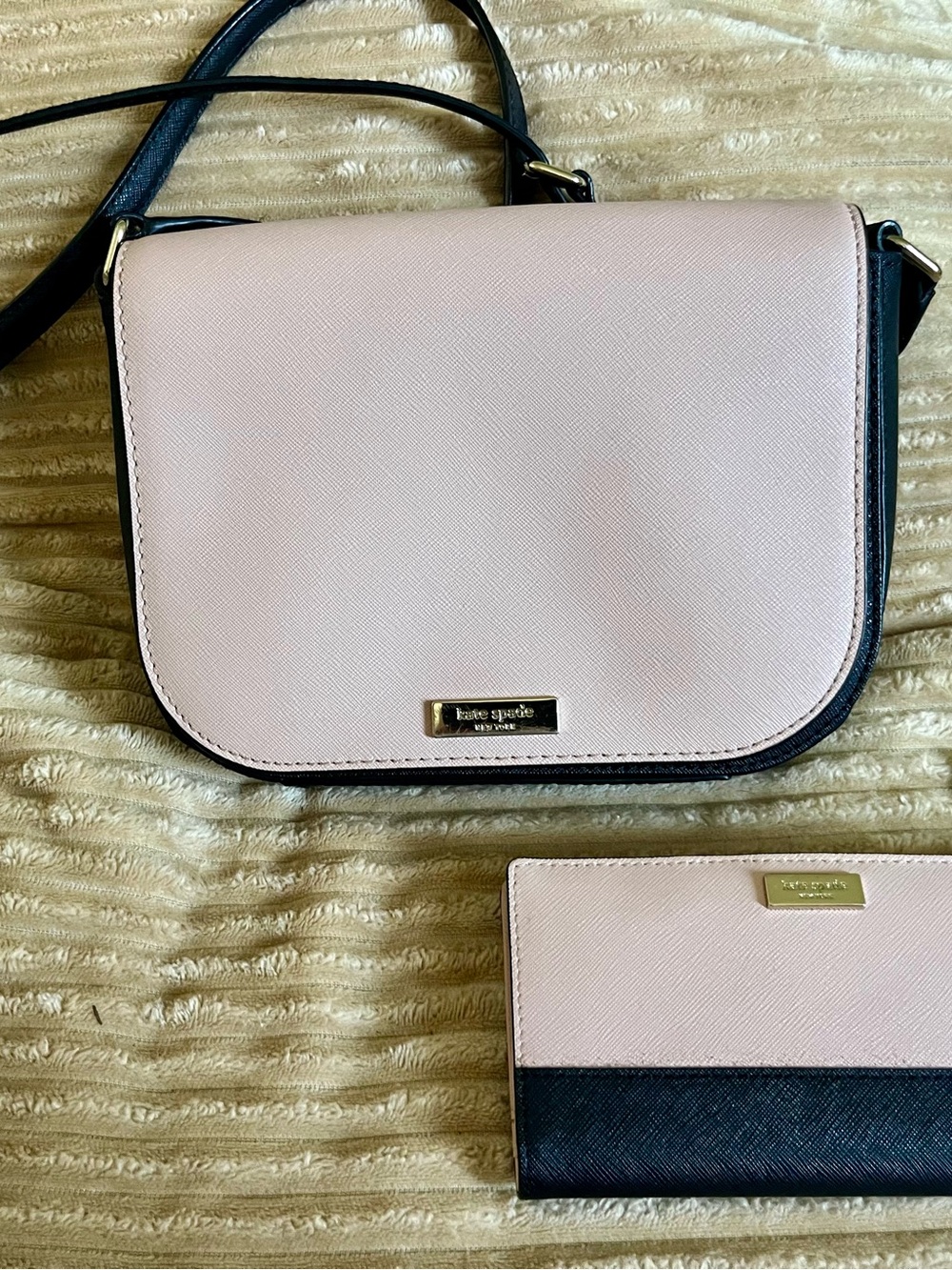 kate spade Two-Tone Pale Pink and Black Crossbody with Matching Wallet